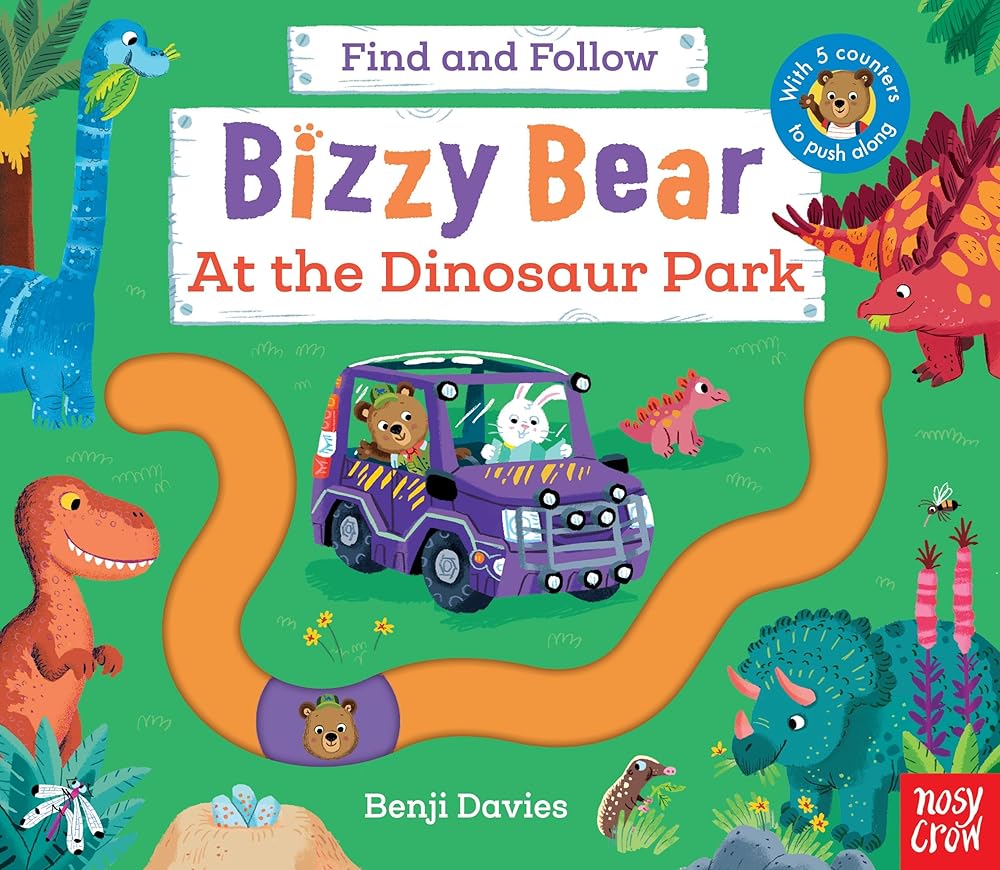 At the Dinosaur Park: Find and Follow (Bizzy Bear): with 4 sliding counters cover image
